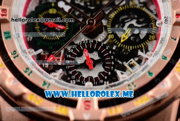 Richard Mille RM 60-01 Asia 2813 Automatic Rose Gold Case with Skeleton Dial and Red Rubber Strap Rose Gold Bezel (EF) - Click Image to Close